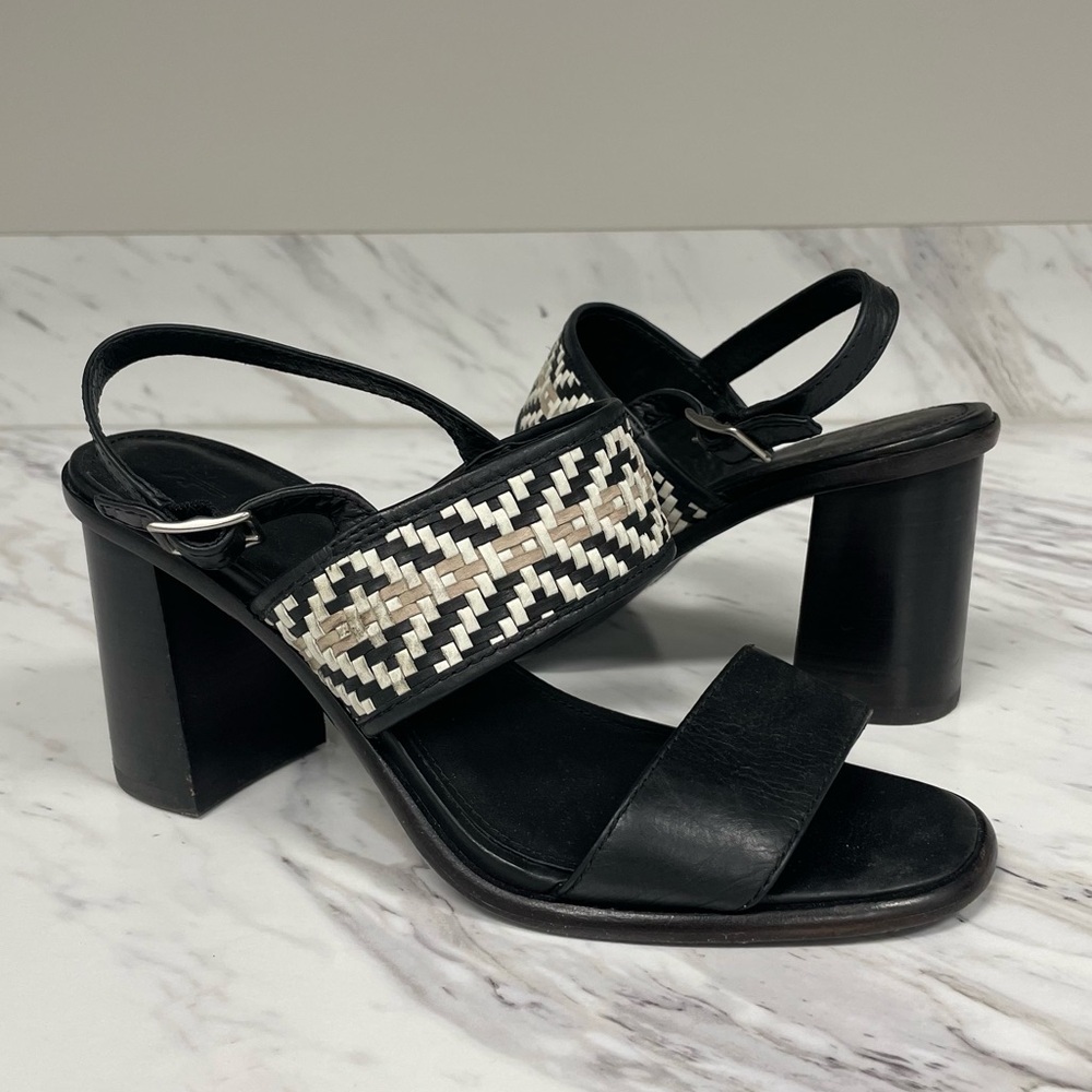 Frye Black and Cream Sandals